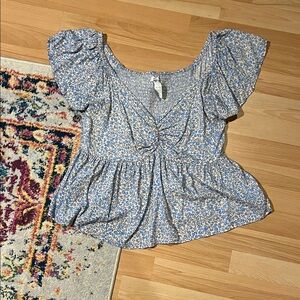 Blue Floral Women's Top